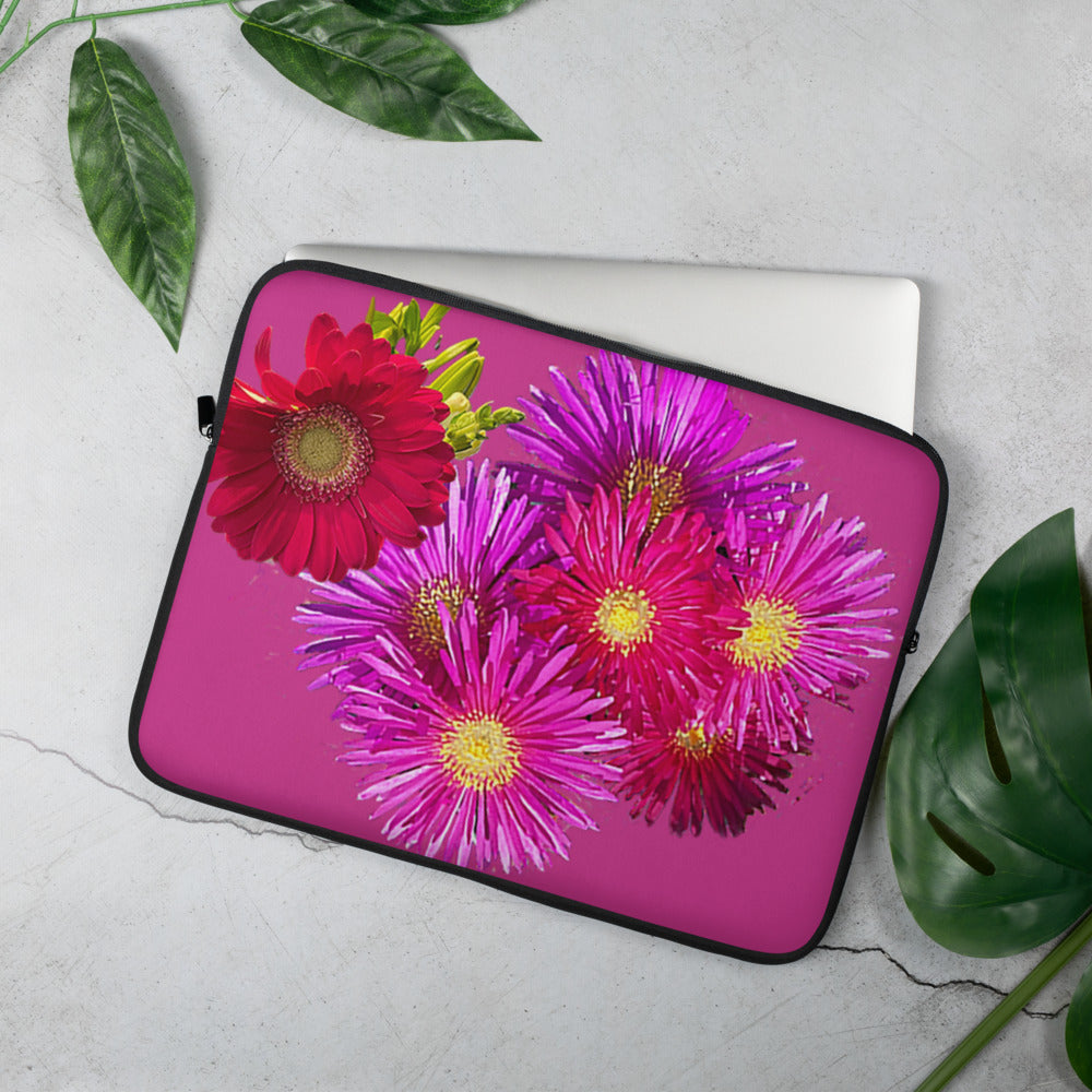 Purple Sky Purple Red Floral Print Laptop Sleeve