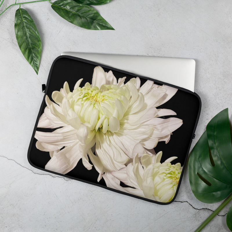 Purple Sky Black White Floral Print Laptop Sleeve