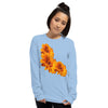 Purple Sky Orange Floral Print Long Sleeve Shirt