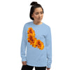 Purple Sky Orange Floral Print Long Sleeve Shirt