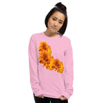 Purple Sky Orange Floral Print Long Sleeve Shirt