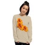 Purple Sky Orange Floral Print Long Sleeve Shirt