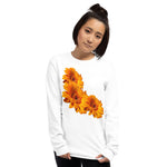 Purple Sky Orange Floral Print Long Sleeve Shirt