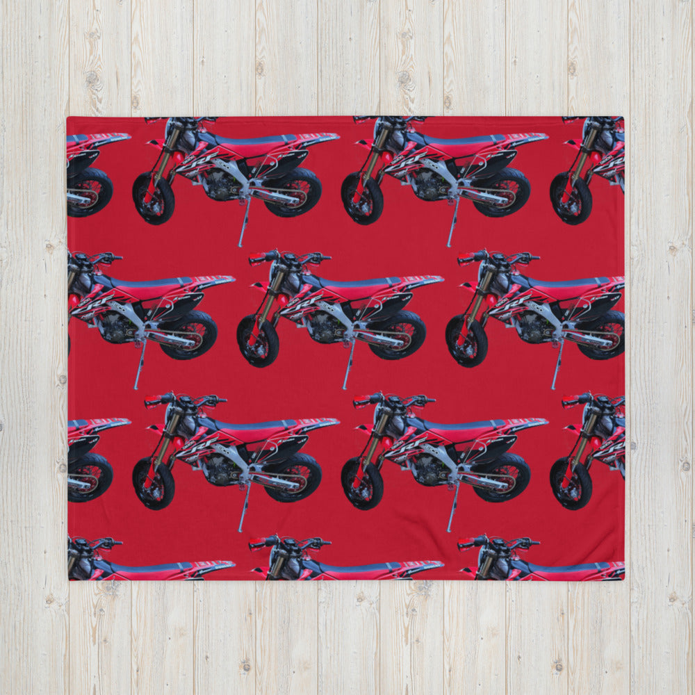 Purple Sky Motorcycle Print Red Throw Blanket