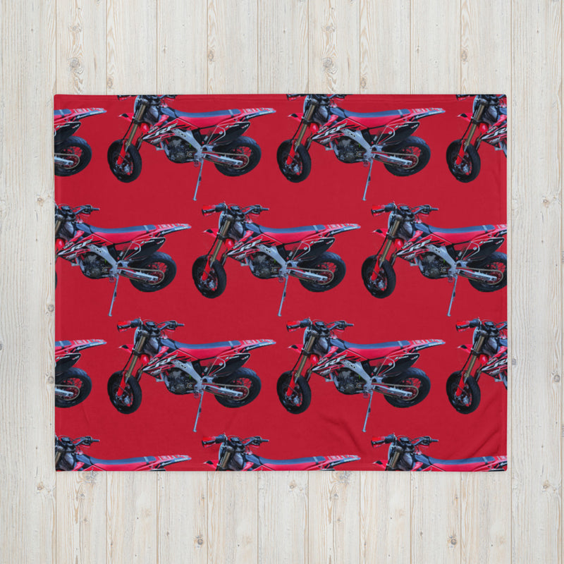 Purple Sky Motorcycle Print Red Throw Blanket