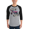 Purple Sky Motorcycle Engine Print 3/4 Sleeve Raglan Shirt