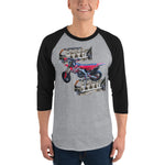 Purple Sky Motorcycle Engine Print 3/4 Sleeve Raglan Shirt