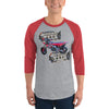 Purple Sky Motorcycle Engine Print 3/4 Sleeve Raglan Shirt