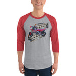 Purple Sky Motorcycle Engine Print 3/4 Sleeve Raglan Shirt