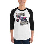 Purple Sky Motorcycle Engine Print 3/4 Sleeve Raglan Shirt