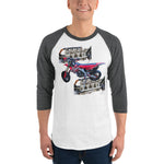 Purple Sky Motorcycle Engine Print 3/4 Sleeve Raglan Shirt