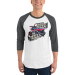 Purple Sky Motorcycle Engine Print 3/4 Sleeve Raglan Shirt