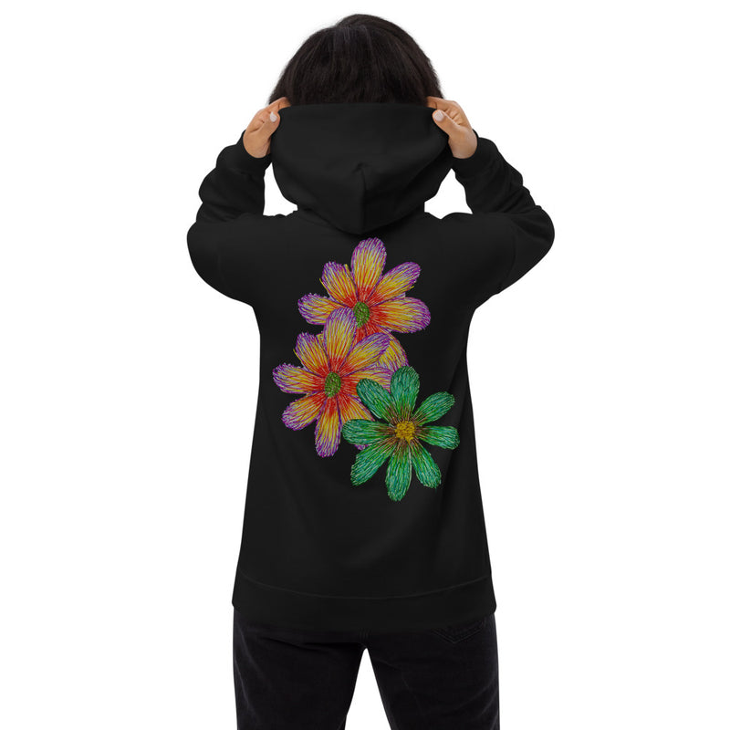 Purple Sky Floral Print Unisex Fleece Hoodie