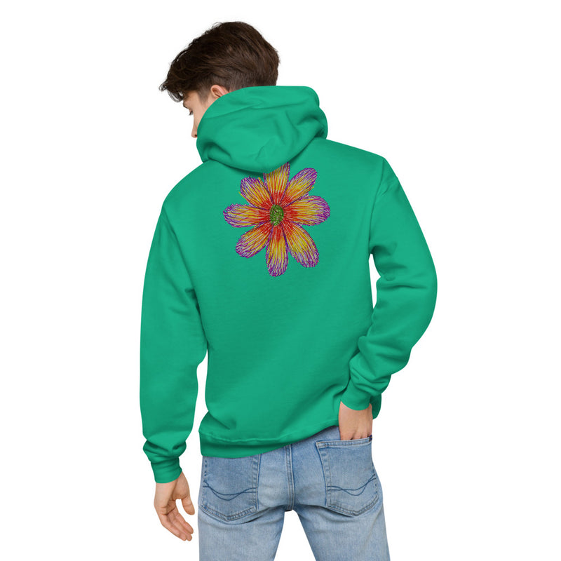 Purple Sky Flower Print Unisex Fleece Hoodie