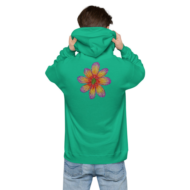 Purple Sky Flower Print Unisex Fleece Hoodie