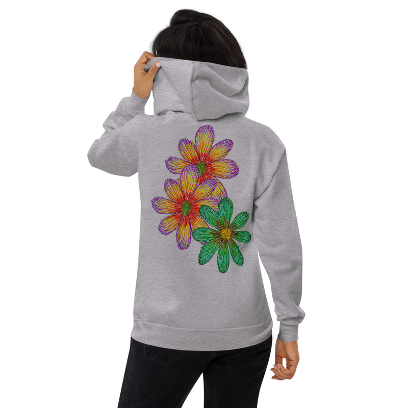 Purple Sky Floral Print Unisex Fleece Hoodie