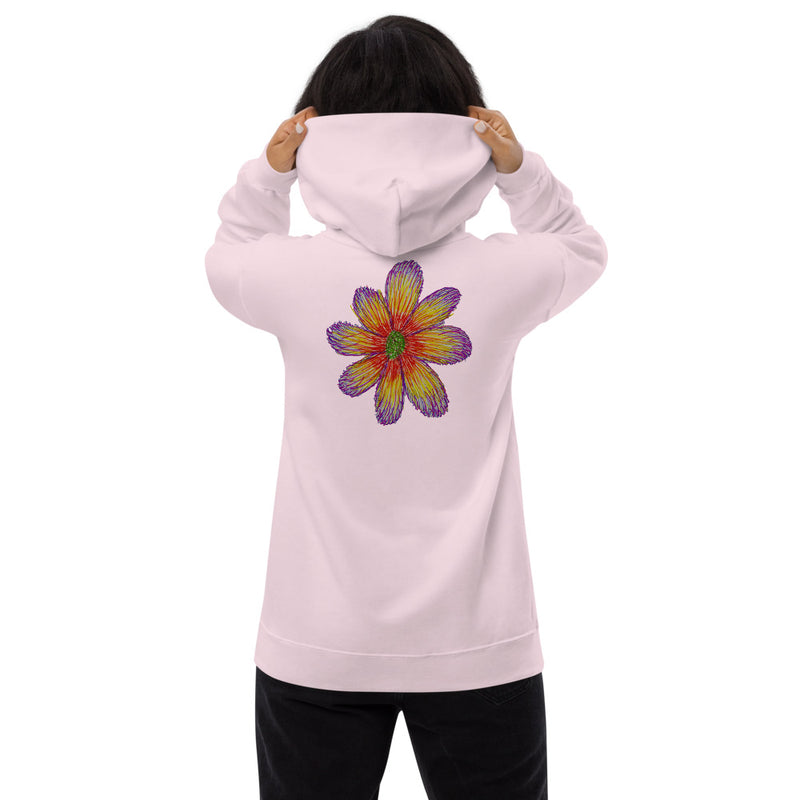 Purple Sky Flower Print Unisex Fleece Hoodie