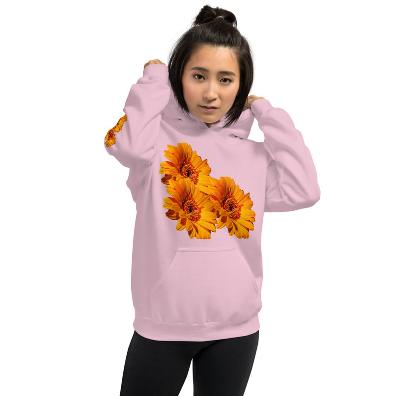 Purple Sky Orange Floral Print Unisex Hoodie