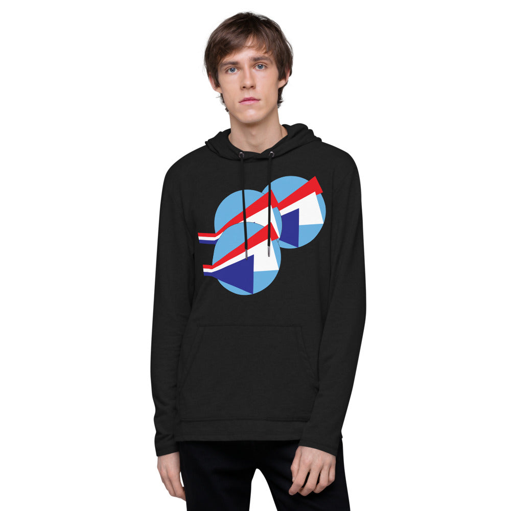 Purple Sky Blue Red Geometric Print Unisex Lightweight Hoodie