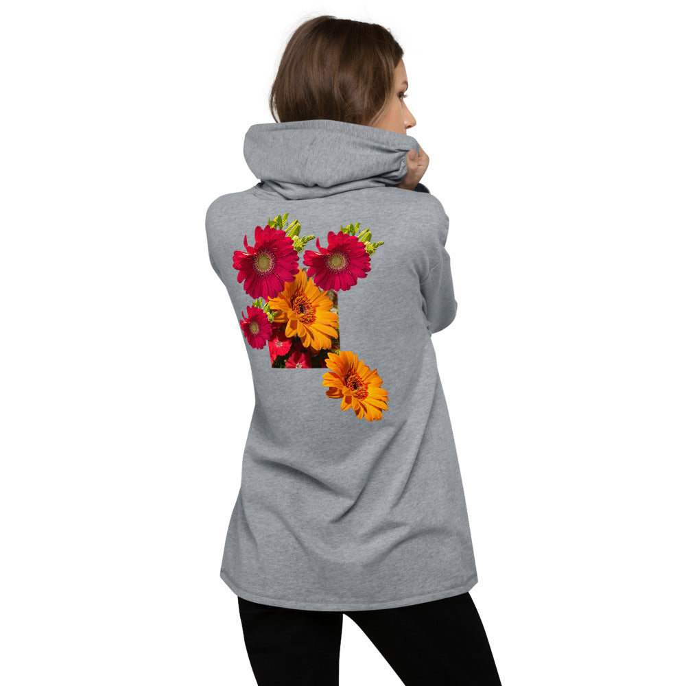 Purple Sky Red Orange Floral Print Unisex Lightweight Hoodie