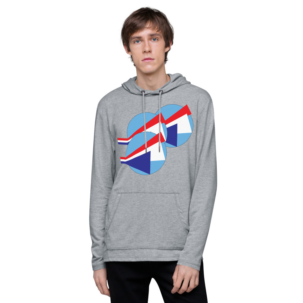 Purple Sky Blue Red Geometric Print Unisex Lightweight Hoodie