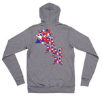 Purple Sky Patriotic Print Unisex Zip Hoodie