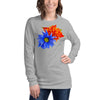 Purple Sky Blue Orange Floral Print Unisex Long Sleeve Tee