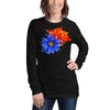 Purple Sky Blue Orange Floral Print Unisex Long Sleeve Tee