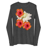 Purple Sky White Orange Floral Print Unisex Long Sleeve Tee