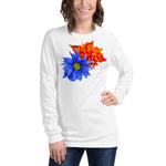 Purple Sky Blue Orange Floral Print Unisex Long Sleeve Tee