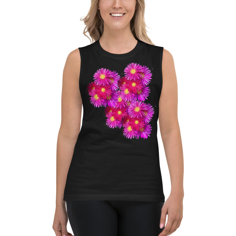 Purple Sky Fuschia Floral Muscle Shirt