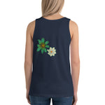 Purple Sky Gold Green Floral Print Unisex Tank Top