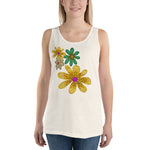 Purple Sky Gold Green Floral Print Unisex Tank Top