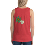 Purple Sky Gold Green Floral Print Unisex Tank Top