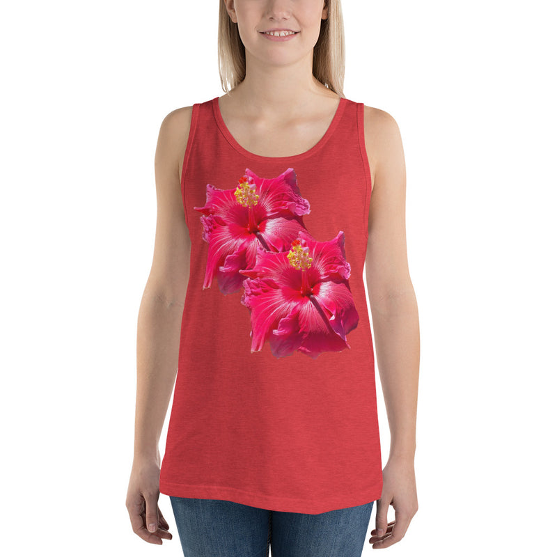 Purple Sky Red Floral Print Unisex Tank Top