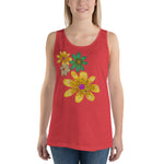 Purple Sky Gold Green Floral Print Unisex Tank Top