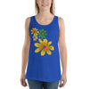 Purple Sky Gold Green Floral Print Unisex Tank Top