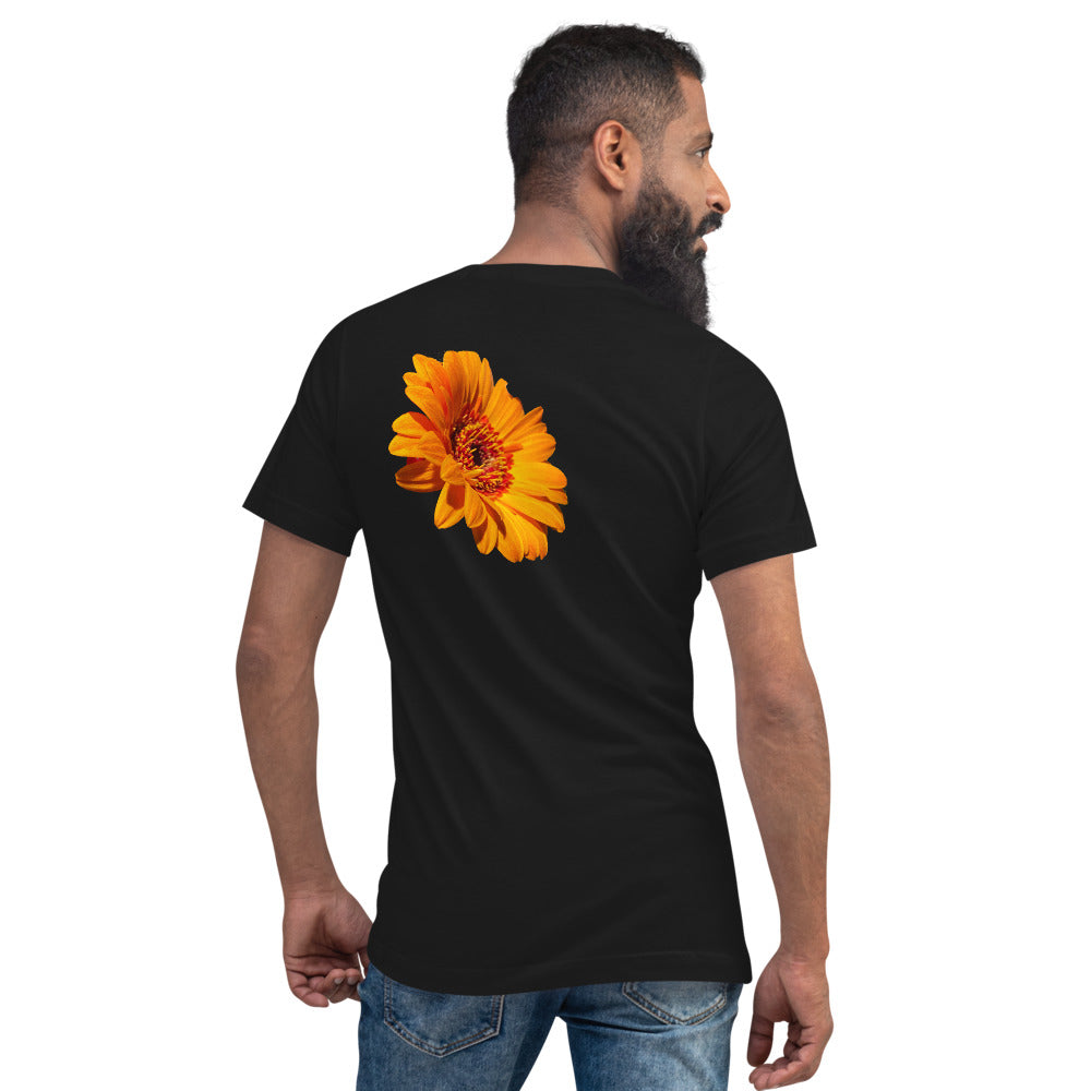 Purple Sky Orange Flower Unisex Short Sleeve V-Neck T-Shirt