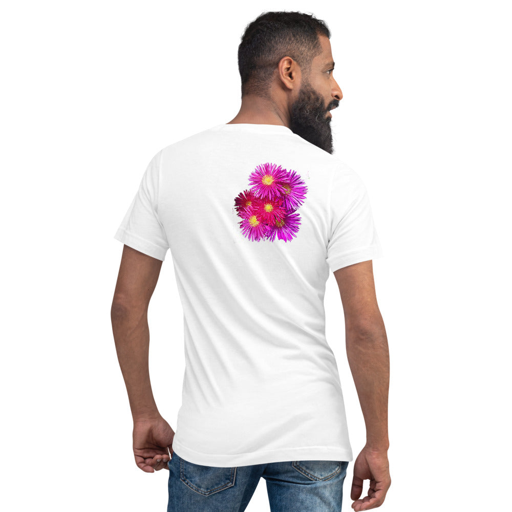 Purple Sky Purple Floral Print Unisex Short Sleeve V-Neck T-Shirt