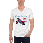 Purple Sky Motorcycle Print Unisex Short Sleeve V-Neck T-Shirt