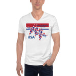 Purple Sky Patriotic Print Unisex Short Sleeve V-Neck T-Shirt