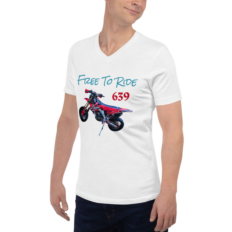 Purple Sky Motorcycle Print Unisex Short Sleeve V-Neck T-Shirt