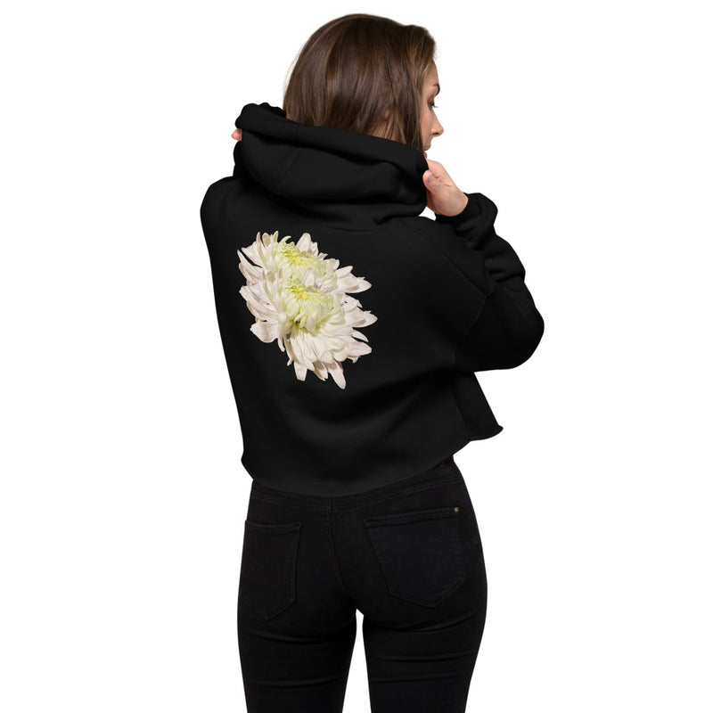 Purple Sky White Floral Print Crop Hoodie