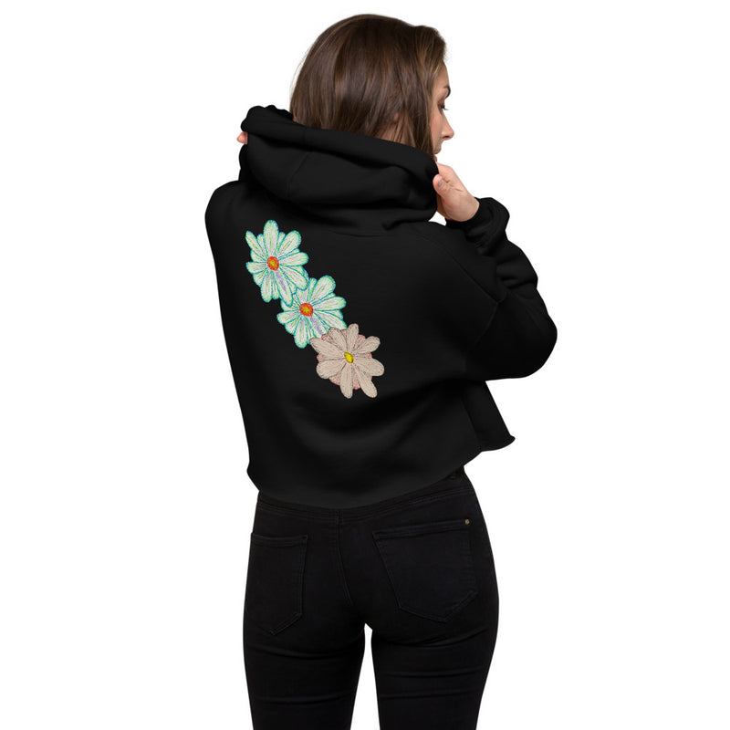 Purple Sky Pastel Floral Print Crop Hoodie