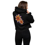 Purple Sky Gold Floral Print Crop Hoodie