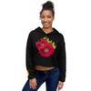 Purple Sky Red Floral Print Crop Hoodie