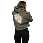 Purple Sky White Floral Print Crop Hoodie