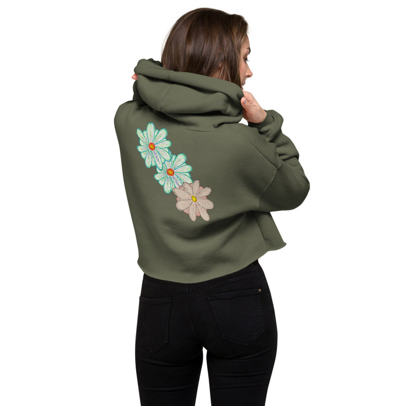 Purple Sky Pastel Floral Print Crop Hoodie