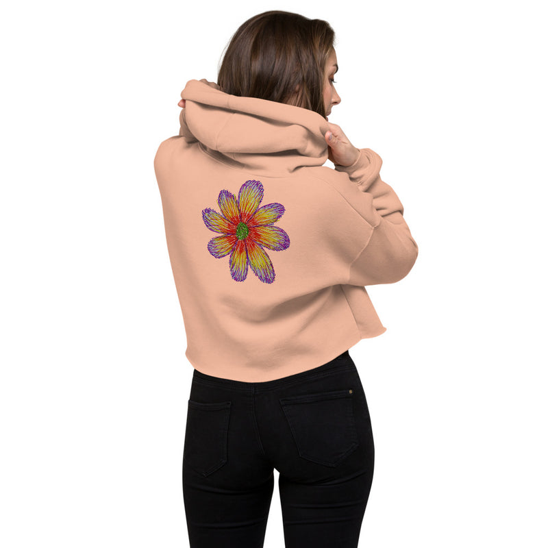 Purple Sky Red Purple Floral Print Crop Hoodie