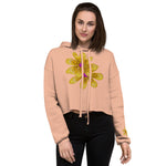 Purple Sky Gold Floral Print Crop Hoodie